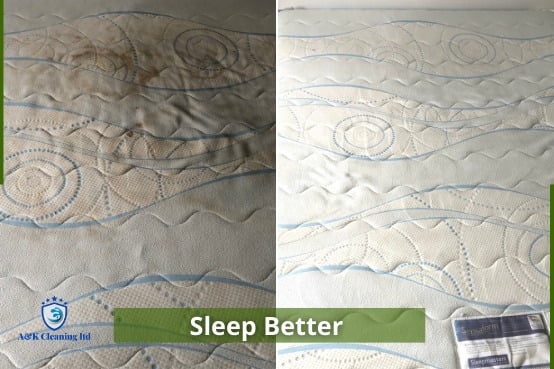 a picture of before and after a professional mattress cleaning